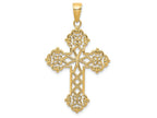 FJC Finejewelers 14k Yellow Gold Lacey Budded Cross Charm