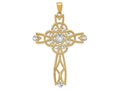 FJC Finejewelers 14k Yellow Gold with with Rhodium Bright Cut Beaded Trim Infinity Cross Charm