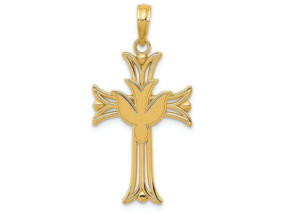 FJC Finejewelers 14k Yellow Gold Dove On Cross Charm