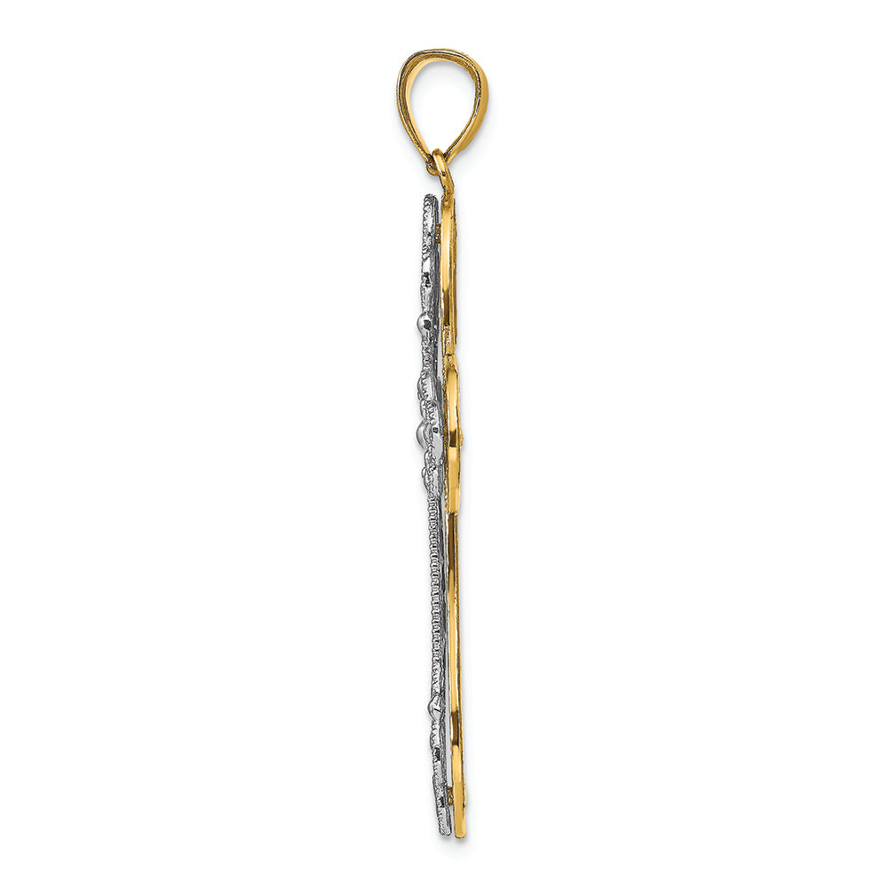 FJC Finejewelers 14k Two-tone Gold Bright Cut Layered Cross Charm