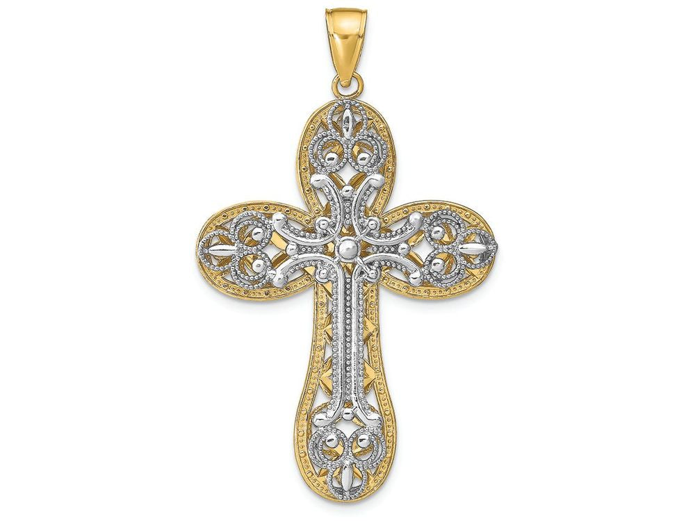 FJC Finejewelers 14k Two-tone Gold Bright Cut Layered Cross Charm