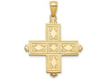 FJC Finejewelers 14k Yellow Gold Etched Square Cross with Crown Tips Charm
