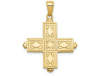 FJC Finejewelers 14k Yellow Gold Etched Square Cross with Crown Tips Charm