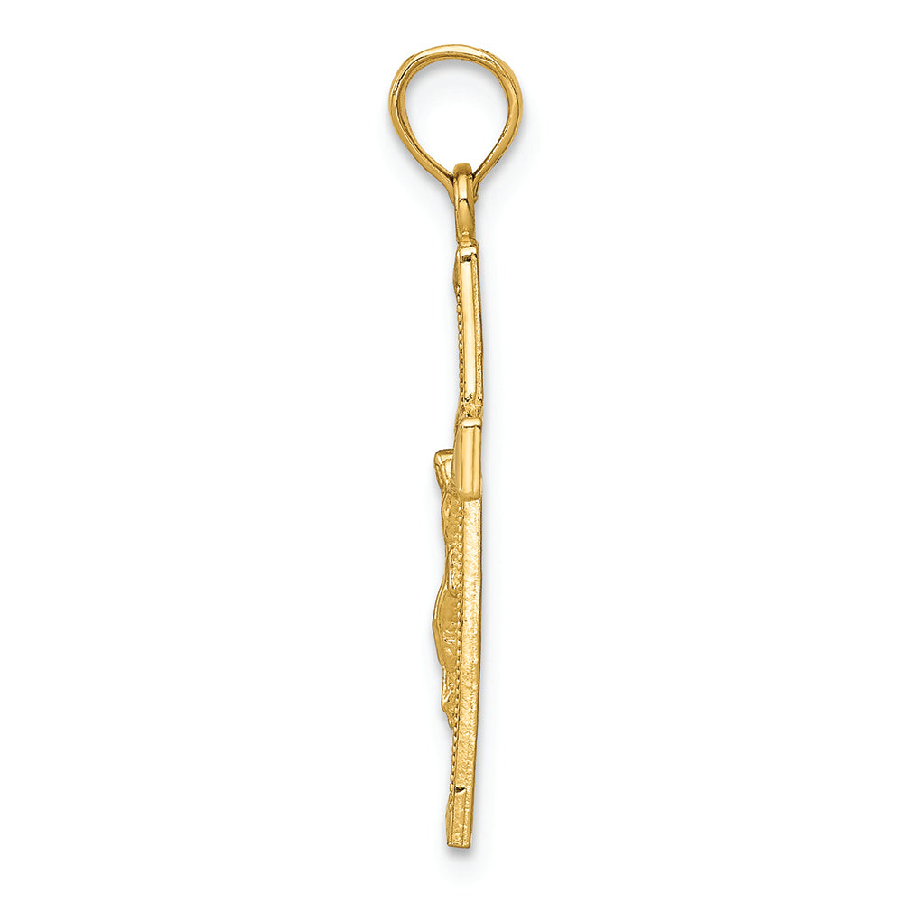 FJC Finejewelers 14k Yellow Gold Beveled Tipped Crucifix Charm