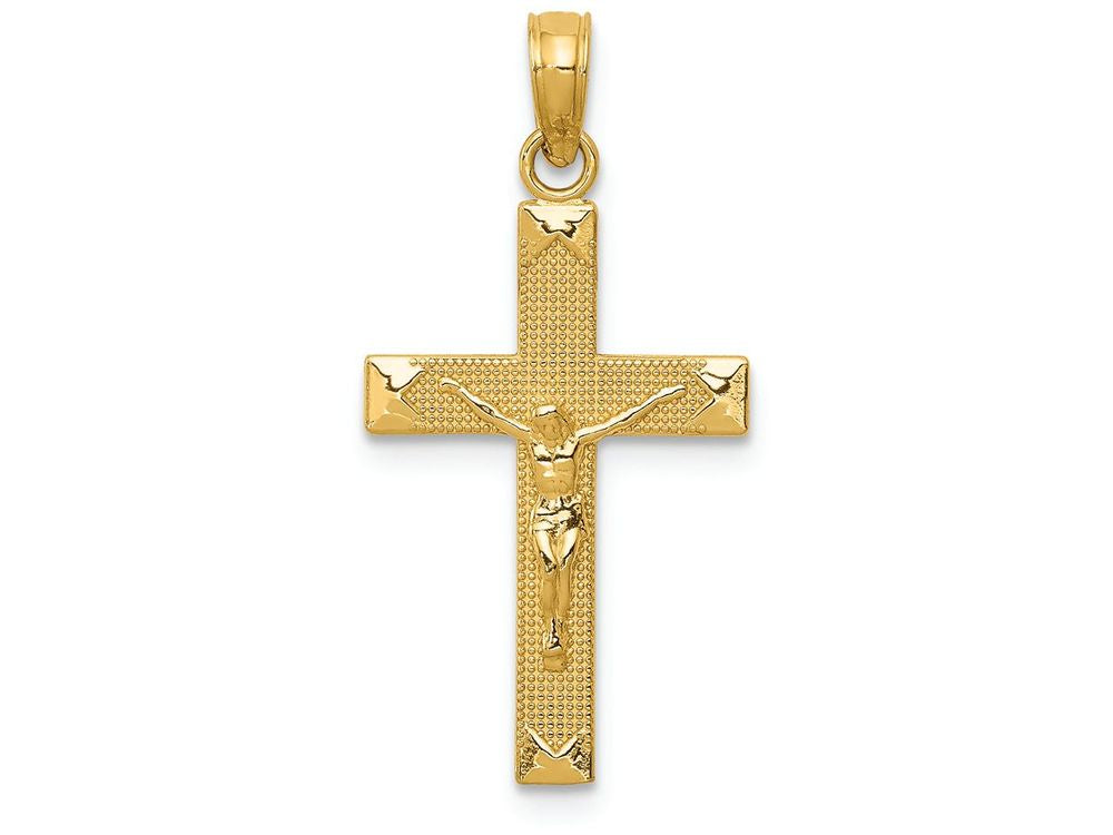 FJC Finejewelers 14k Yellow Gold Beveled Tipped Crucifix Charm