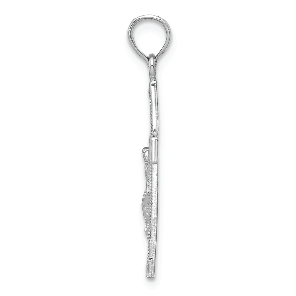 FJC Finejewelers 14k White Gold Crucifix On Back withbeveled Tips Charm
