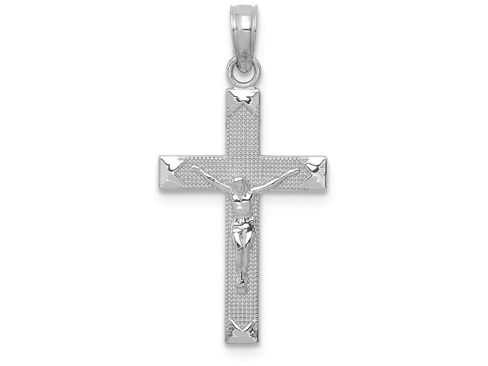 FJC Finejewelers 14k White Gold Crucifix On Back withbeveled Tips Charm