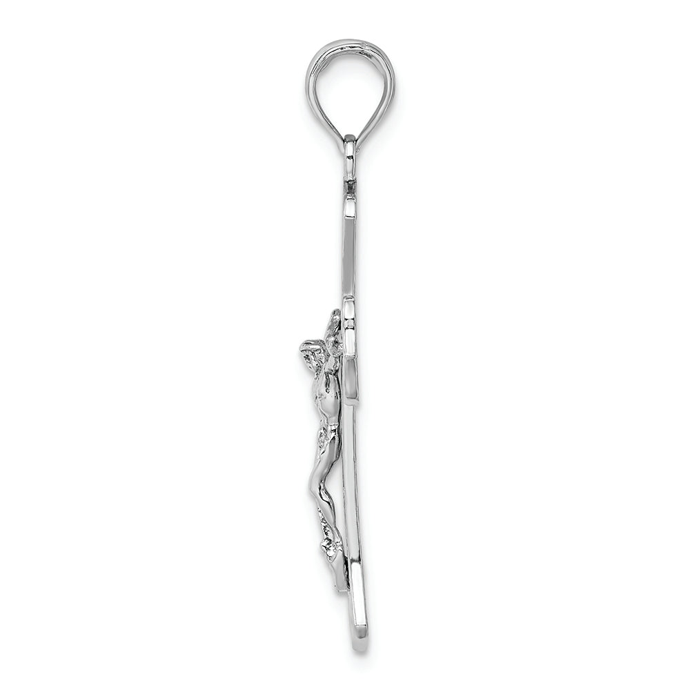 FJC Finejewelers 14k White Gold White Crucifix with Engraved Hearts Scroll Tips Charm