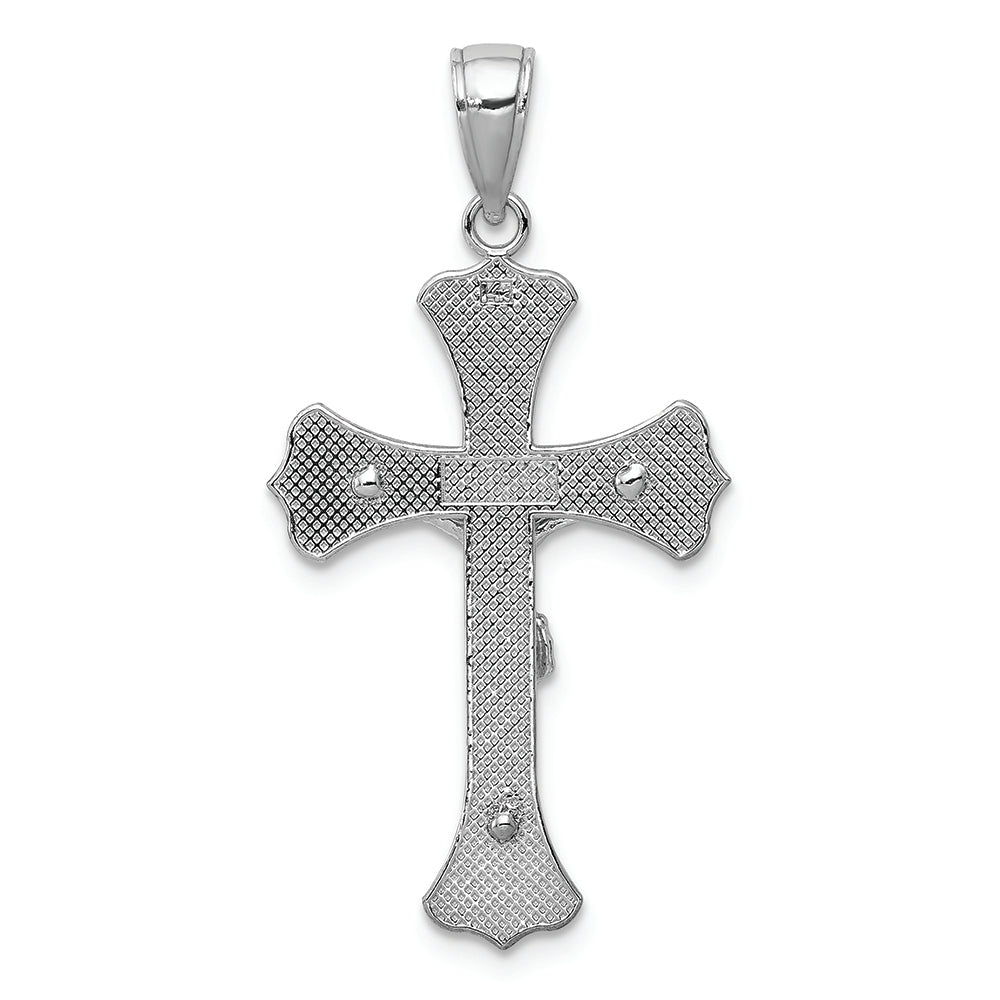 FJC Finejewelers 14k White Gold White Crucifix with Engraved Hearts Scroll Tips Charm
