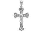 FJC Finejewelers 14k White Gold White Crucifix with Engraved Hearts Scroll Tips Charm