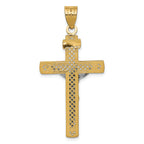 FJC Finejewelers 14k Two-tone Gold Bright Cut Large Block Lattice Cross with Crucifix Charm