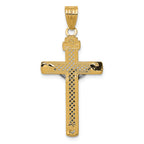 FJC Finejewelers 14k Two-tone Gold Bright Cut Medium Block Lattice Cross with Crucifix Charm