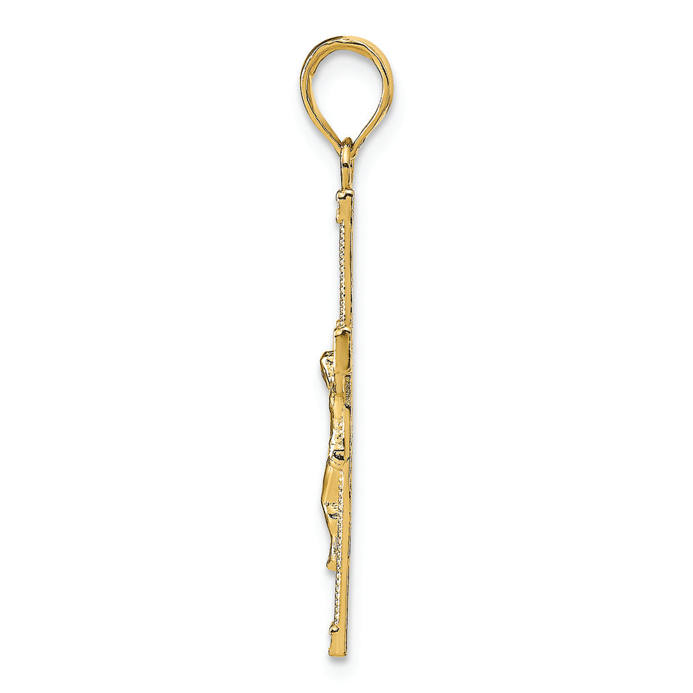FJC Finejewelers 14k Yellow Gold Bright Cut Fancy Tipped Crucifix Charm