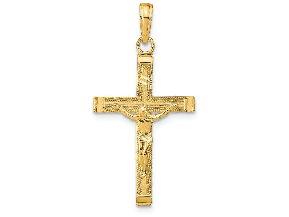 FJC Finejewelers 14k Yellow Gold Bright Cut Fancy Tipped Crucifix Charm