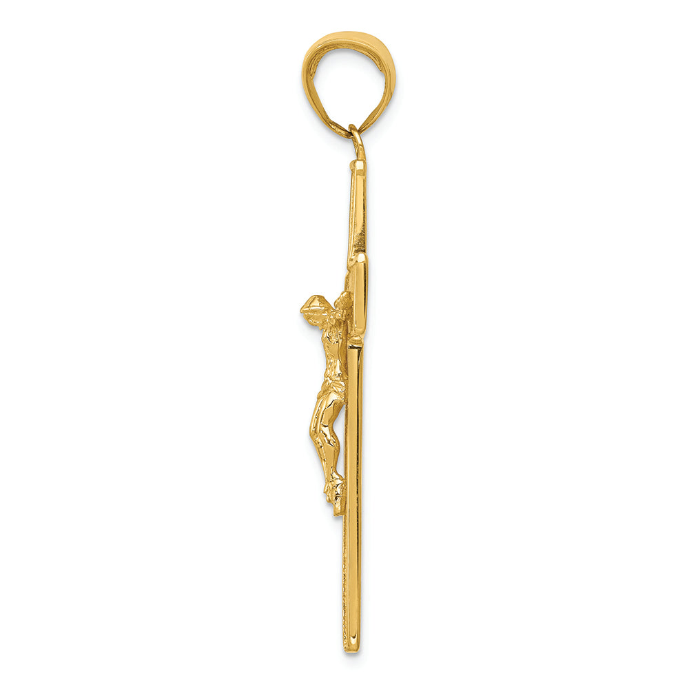 FJC Finejewelers 14k Yellow Gold Textured Crucifix Latin Cross Charm