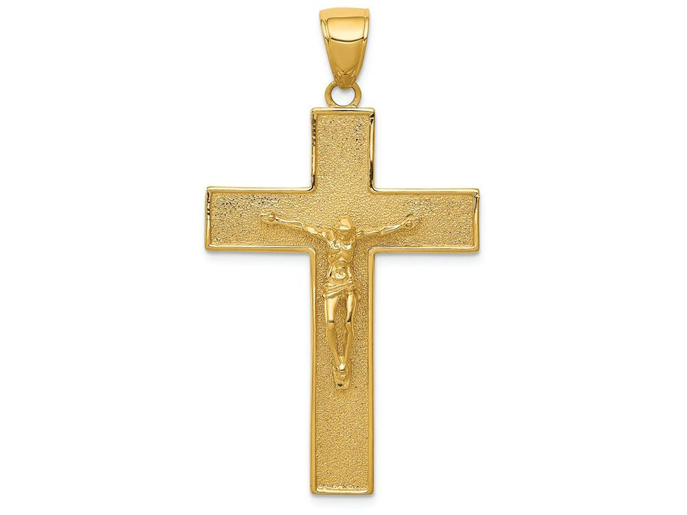FJC Finejewelers 14k Yellow Gold Textured Crucifix Latin Cross Charm