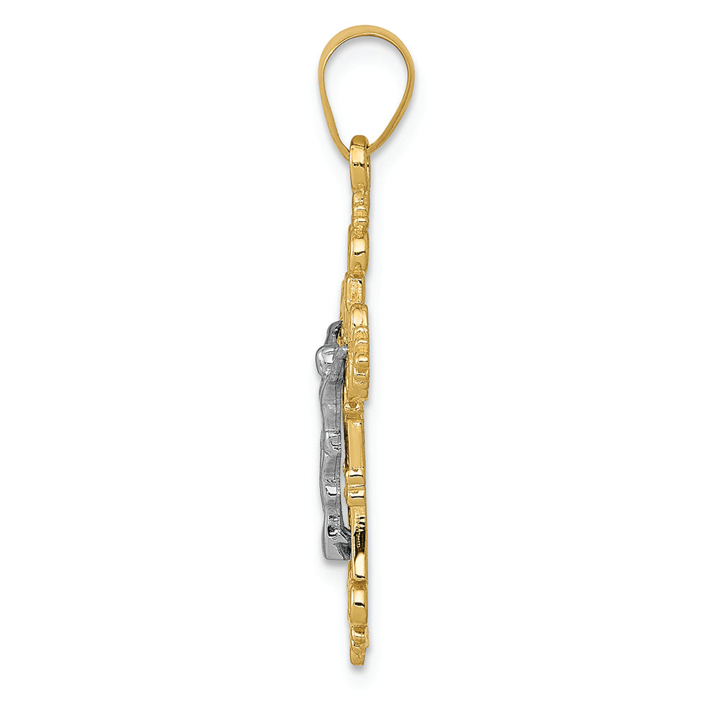FJC Finejewelers 14k Two-tone Gold Small Lacey-edged Inri Crucifix Charm