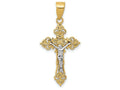 FJC Finejewelers 14k Two-tone Gold Small Lacey-edged Inri Crucifix Charm