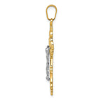 FJC Finejewelers 14k Two-tone Gold Medium Lacey-edged Inri Crucifix Charm