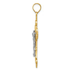 FJC Finejewelers 14k Two-tone Gold Large Lacey-edged Inri Crucifix Charm