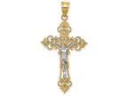 FJC Finejewelers 14k Two-tone Gold Large Lacey-edged Inri Crucifix Charm