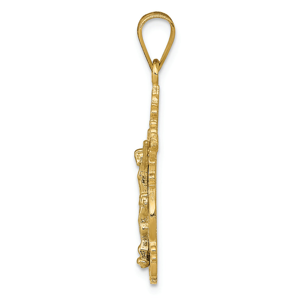 FJC Finejewelers 14k Two-tone Gold Small Narrow Cross with Crucifix Charm