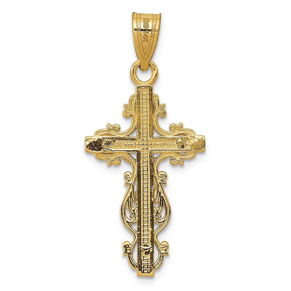 FJC Finejewelers 14k Two-tone Gold Small Narrow Cross with Crucifix Charm