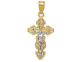 FJC Finejewelers 14k Two-tone Gold Small Narrow Cross with Crucifix Charm