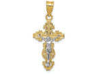 FJC Finejewelers 14k Two-tone Gold Small Narrow Cross with Crucifix Charm
