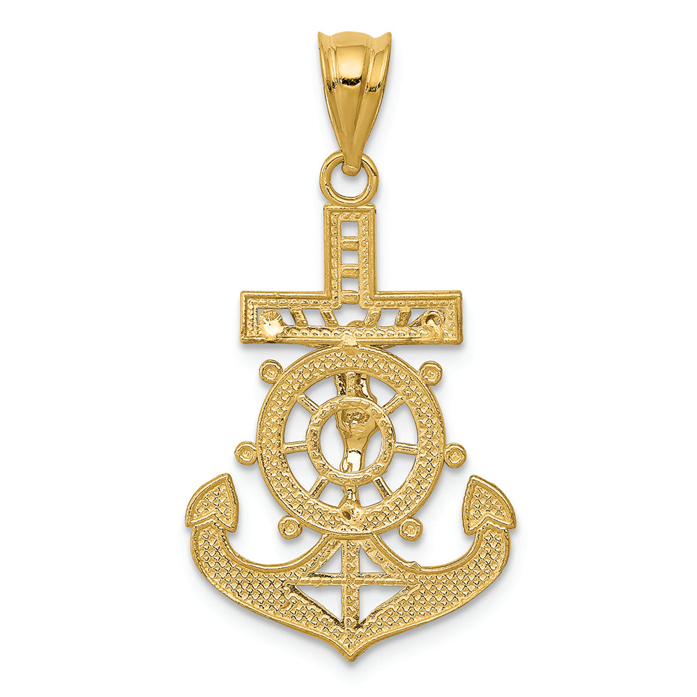 FJC Finejewelers 14k Yellow Gold with with Rhodium Bright Cut Mariners Cross Charm