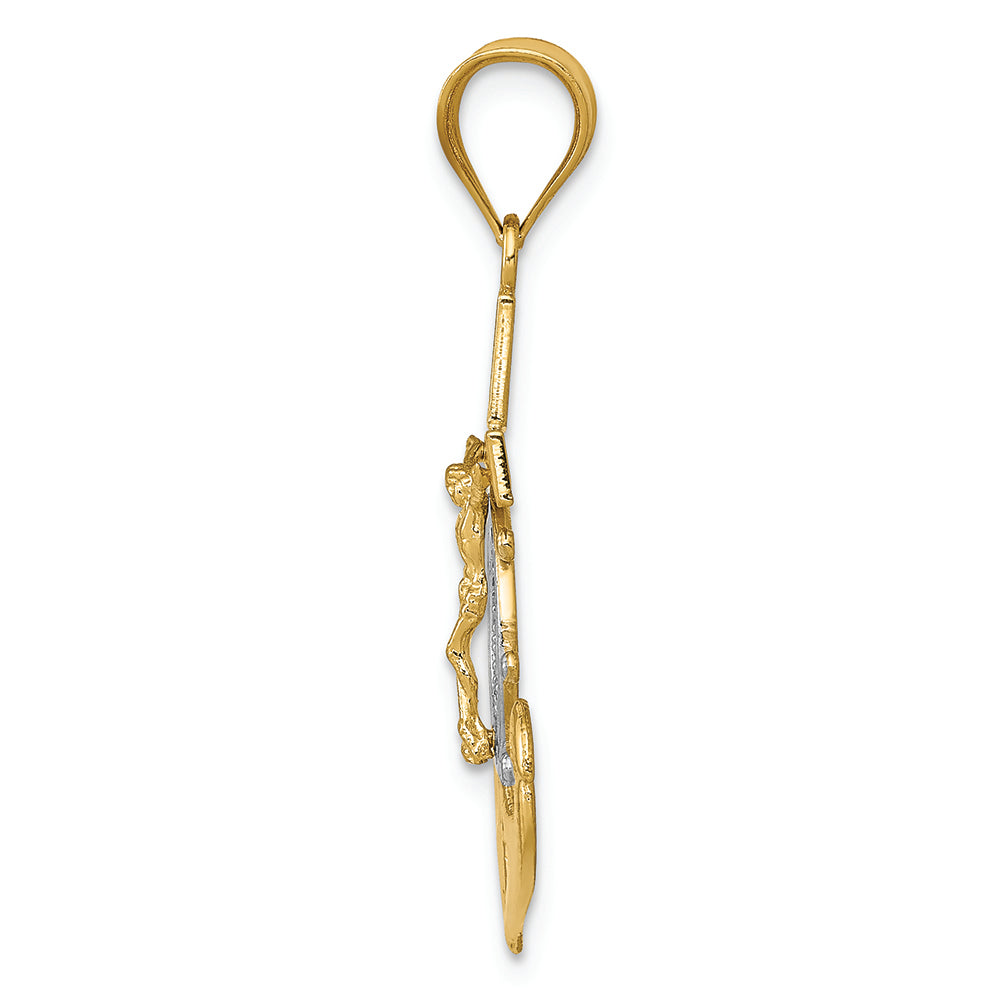 FJC Finejewelers 14k Yellow Gold with with Rhodium Bright Cut Mariners Cross Charm