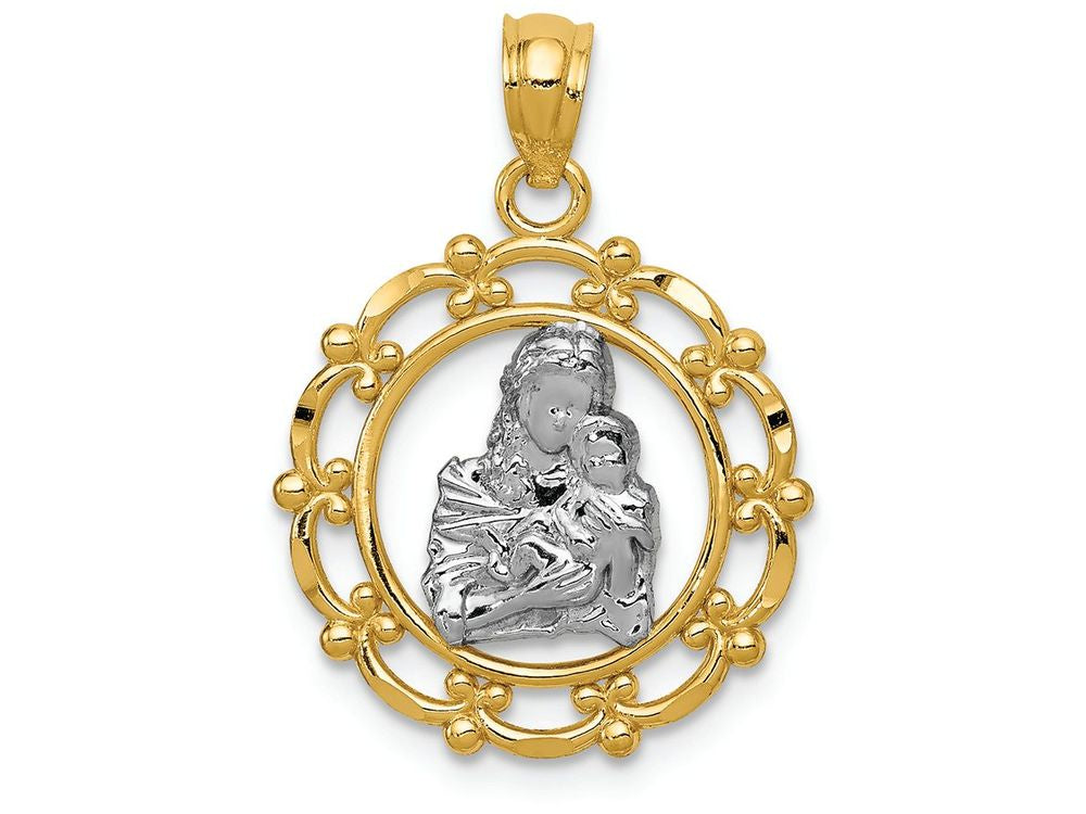 FJC Finejewelers 14k Yellow Gold with with Rhodium Mother Holding Baby Charm
