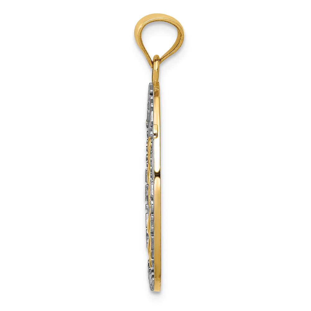 FJC Finejewelers 14k Yellow Gold with with Rhodium Believepeacefaithhope Angel Charm