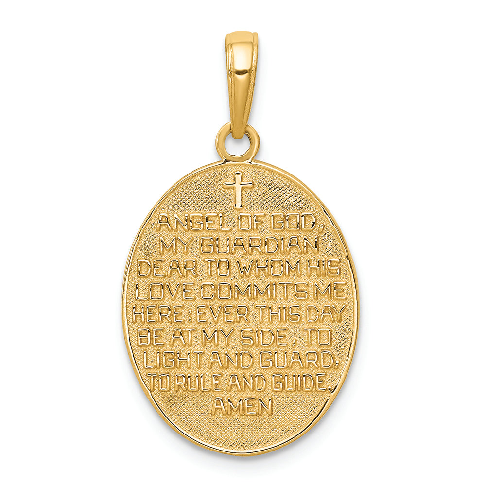 FJC Finejewelers 14k Yellow Gold with with Rhodium Reversible with Prayer Guardian Angel Charm