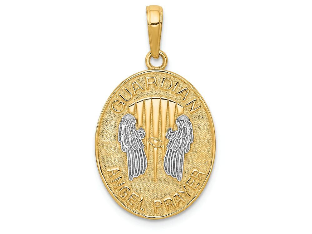 FJC Finejewelers 14k Yellow Gold with with Rhodium Reversible with Prayer Guardian Angel Charm
