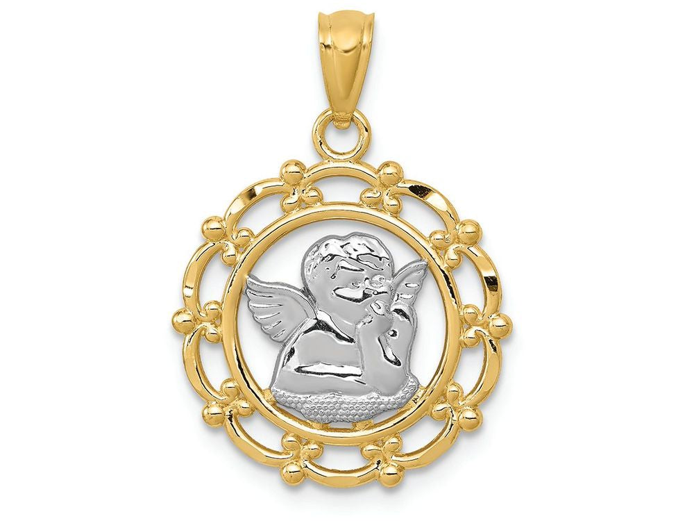 FJC Finejewelers 14k Yellow Gold with with Rhodium Angel Charm