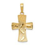 FJC Finejewelers 14k Yellow Gold with with Rhodium Footprints Cross Charm