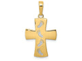 FJC Finejewelers 14k Yellow Gold with with Rhodium Footprints Cross Charm