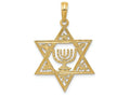 FJC Finejewelers 14k Yellow Gold Star Of David with Menorah Charm