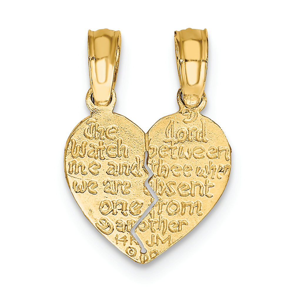 FJC Finejewelers 14k Yellow Gold Reversible Break Apart Mizpah Heart Charm