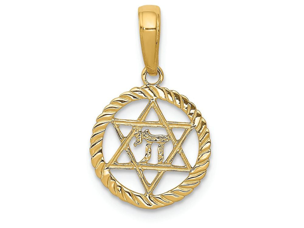 FJC Finejewelers 14k Yellow Gold Star Of David And Chi In Circle Charm