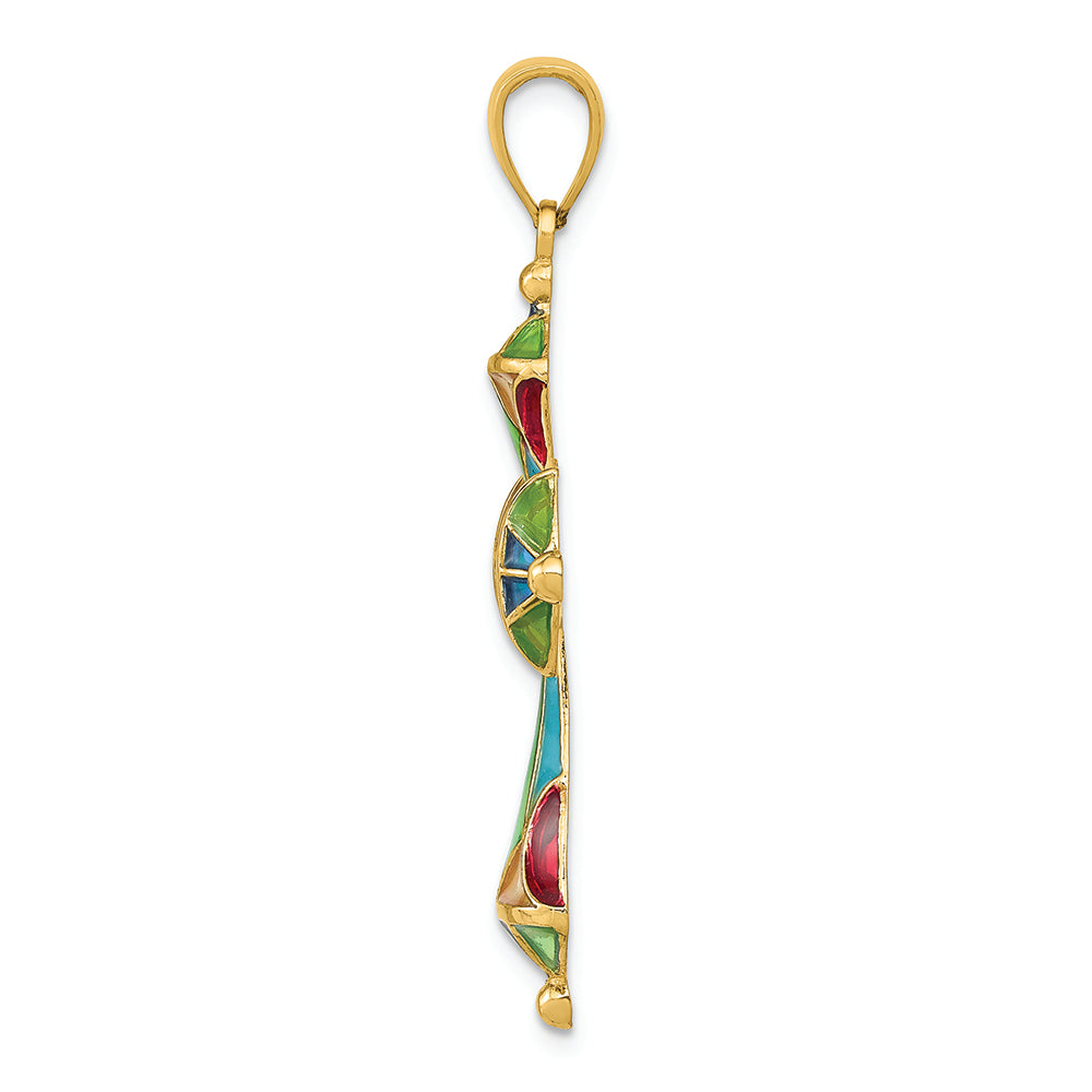 FJC Finejewelers 14k Yellow Gold Multi Color Enamel Cross Charm