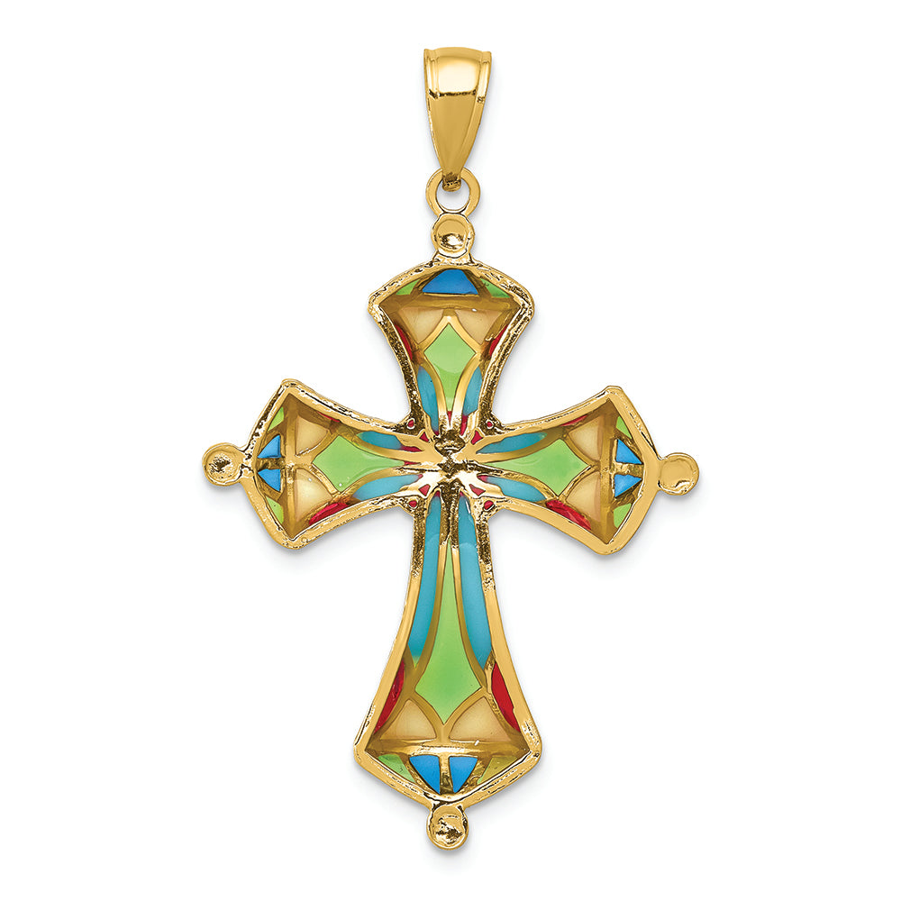 FJC Finejewelers 14k Yellow Gold Multi Color Enamel Cross Charm