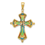 FJC Finejewelers 14k Yellow Gold Multi Color Enamel Cross Charm