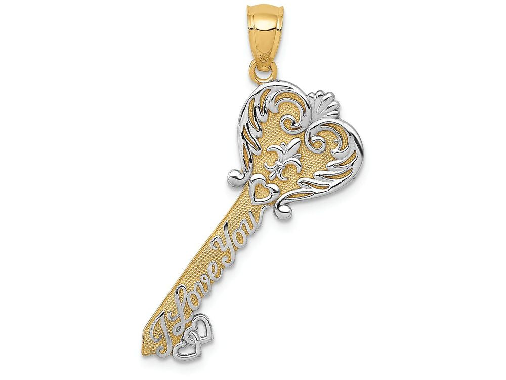 FJC Finejewelers 14k Yellow Gold with Rhodium Plated I Love You Key Charm