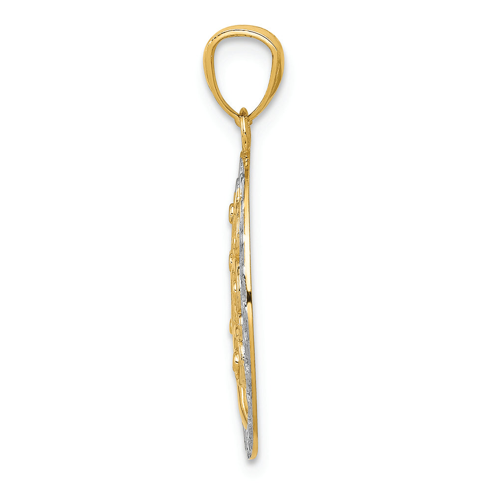 FJC Finejewelers 14k Yellow Gold with Rhodium Plated Tree Of Life Charm