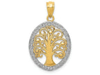 FJC Finejewelers 14k Yellow Gold with Rhodium Plated Tree Of Life Charm