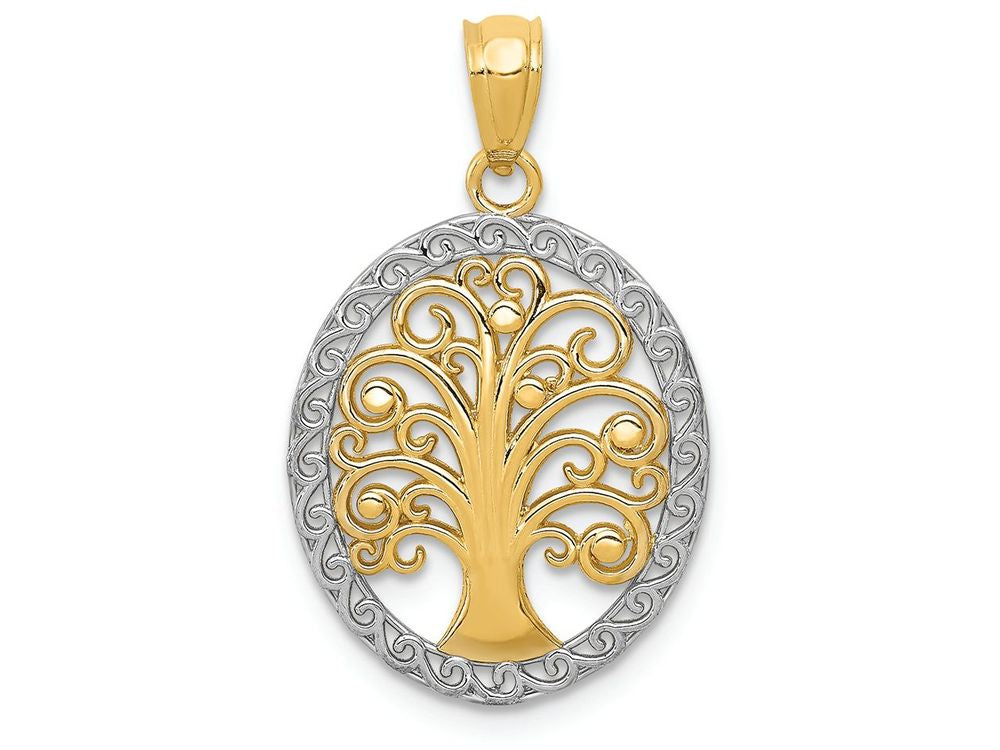 FJC Finejewelers 14k Yellow Gold with Rhodium Plated Tree Of Life Charm
