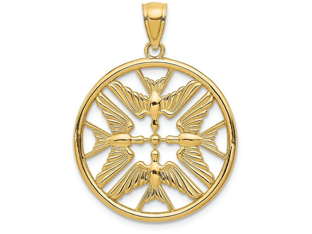 FJC Finejewelers 14k Yellow Gold Polished Doves In Circle Charm