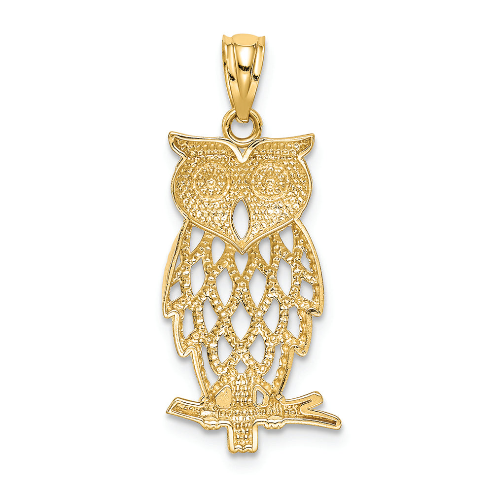 FJC Finejewelers 14k Yellow Gold with Rhodium Plated Bright Cut Owl Charm